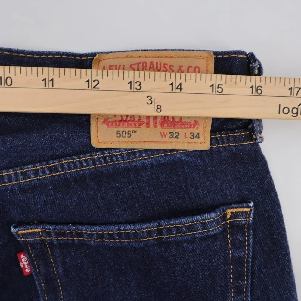 Levi's 505 Regular Fit Jeans Dark Blue Mens 32x32  (Inseam measures 33